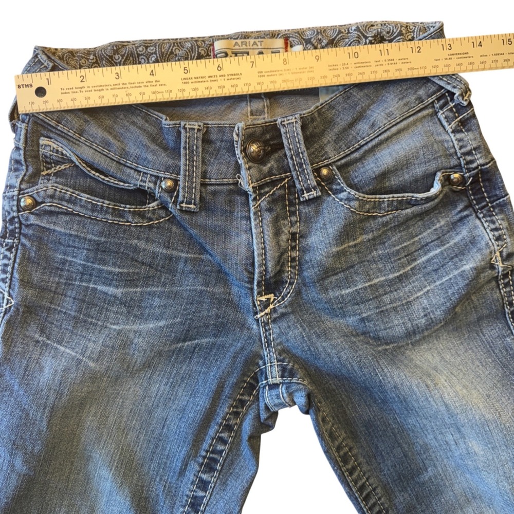 Ariat REAL Denim Womens 26S Blue Mid Rise Bootcut Jeans AW 4044 E Paisley Lining - Picture 6 of 12